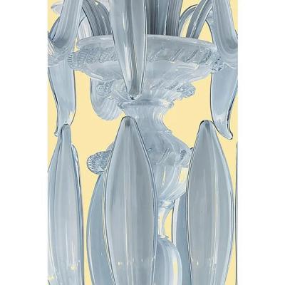  SimoEng MCM Venetian Azure Style Murano Glass Chandelier with Leaves by Simoeng