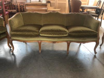  SimoEng Mid 20th Century Italian Style Armchairs and Sofa in Walnut Wood Carved