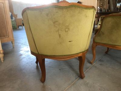  SimoEng Mid 20th Century Italian Style Armchairs and Sofa in Walnut Wood Carved