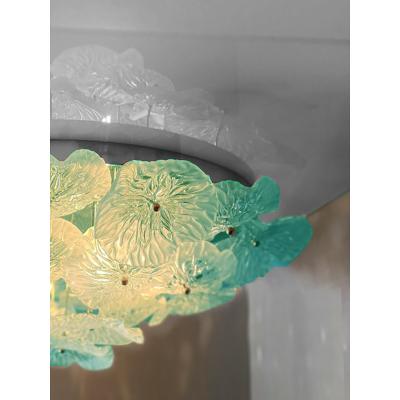  SimoEng Mid Century Modern Style Azure Floreal Italian Flush Mount in Murano Glass