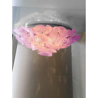  SimoEng Mid Century Modern Style Floreal Pink Murano Glass Flush Mount by SimoEng
