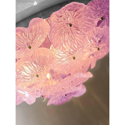  SimoEng Mid Century Modern Style Floreal Pink Murano Glass Flush Mount by SimoEng