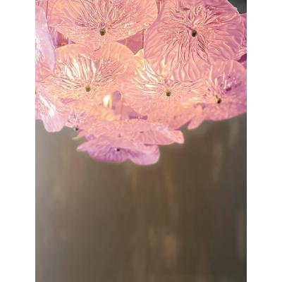  SimoEng Mid Century Modern Style Floreal Pink Murano Glass Flush Mount by SimoEng