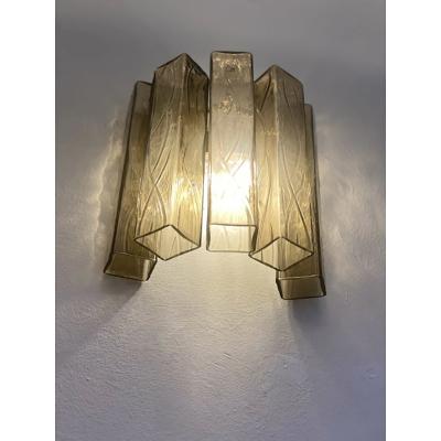  SimoEng Mid Century Modern Style Fum Squared Murano Glass Wall Sconce