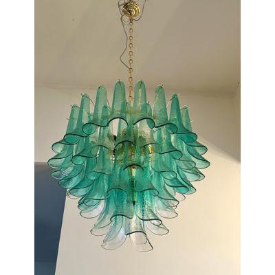  SimoEng Mid Century Modern Style Green Wather Sella Petali Chandelier in Mazzega Style