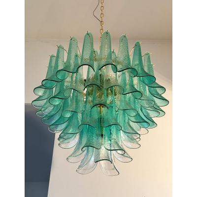  SimoEng Mid Century Modern Style Green Wather Sella Petali Chandelier in Mazzega Style