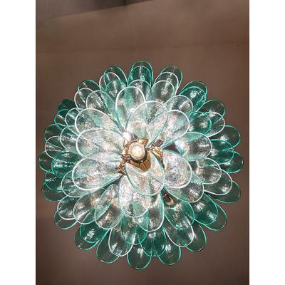  SimoEng Mid Century Modern Style Green Wather Sella Petali Chandelier in Mazzega Style