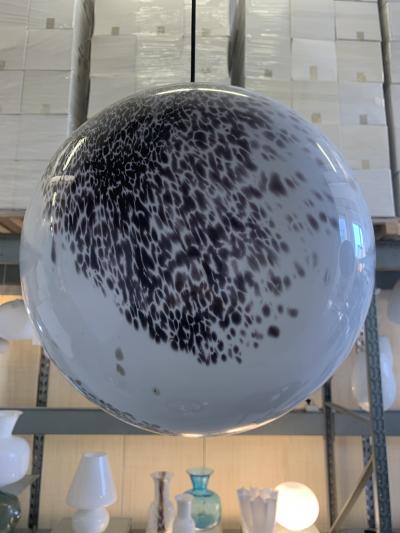  SimoEng Milky White Sphere in Murano Style Glass With Brown and Beige Murrine