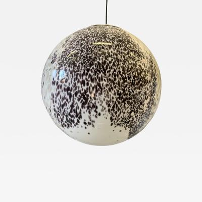  SimoEng Milky White Sphere in Murano Style Glass With Brown and Beige Murrine