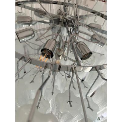  SimoEng Modern Large Venetian White Alabastro Tronchi Murano Glass Chandelier by Simoeng