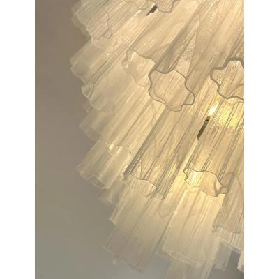  SimoEng Modern Large Venetian White Alabastro Tronchi Murano Glass Chandelier by Simoeng