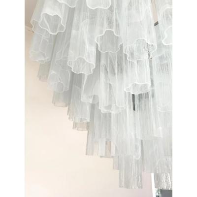  SimoEng Modern Large Venetian White Alabastro Tronchi Murano Glass Chandelier by Simoeng