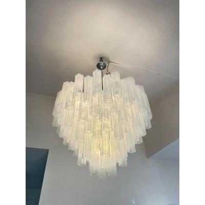  SimoEng Modern Large Venetian White Alabastro Tronchi Murano Glass Chandelier by Simoeng