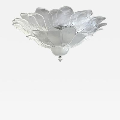  SimoEng Modern Transparent and Sanded Petals Murano Style Glass Flush Mount