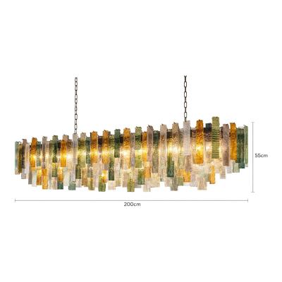  SimoEng Monumental Italian Rectangular Strip Listelli Murano Glass Chandelier