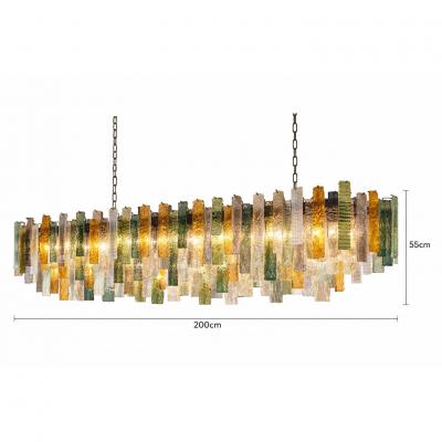  SimoEng Monumental Italian Rectangular Strip Listelli Murano Glass Chandelier