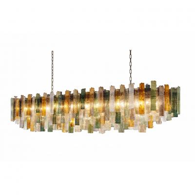  SimoEng Monumental Italian Rectangular Strip Listelli Murano Glass Chandelier