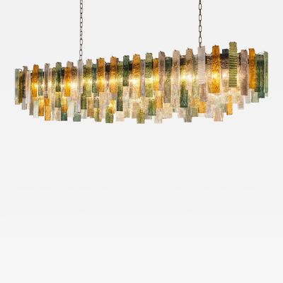 SimoEng Monumental Italian Rectangular Strip Listelli Murano Glass Chandelier