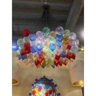  SimoEng Multicolored Murano Style Glass Drops Chandelier by Simoeng