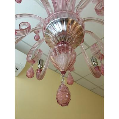  SimoEng Murano Glass Chandelier in Pink 6 Arms