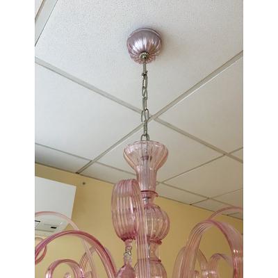  SimoEng Murano Glass Chandelier in Pink 6 Arms