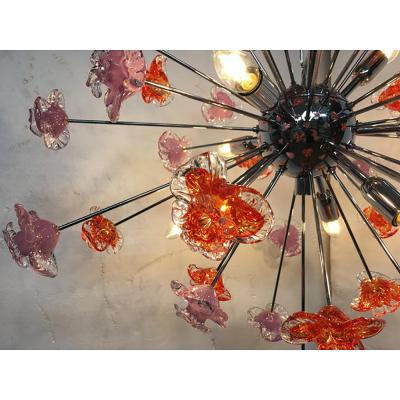  SimoEng Murano Glass Flowers Italian Sputnik Chandelier
