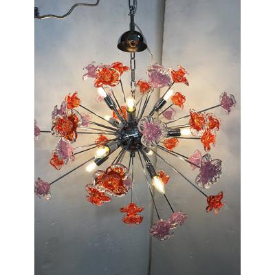  SimoEng Murano Glass Flowers Italian Sputnik Chandelier
