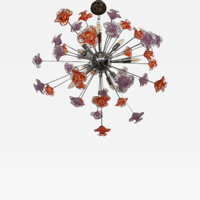  SimoEng Murano Glass Flowers Italian Sputnik Chandelier