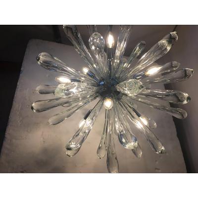  SimoEng Murano Glass Ice Clear Sputnik Italian Chandelier