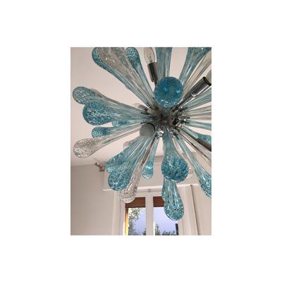  SimoEng Murano Glass Light Blue and Clear Sputnik Italian Chandelier