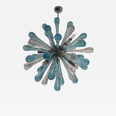  SimoEng Murano Glass Light Blue and Clear Sputnik Italian Chandelier