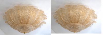  SimoEng Murano Glass Sputnik Chandelier Flush Mounts Mazzega Style a Pair