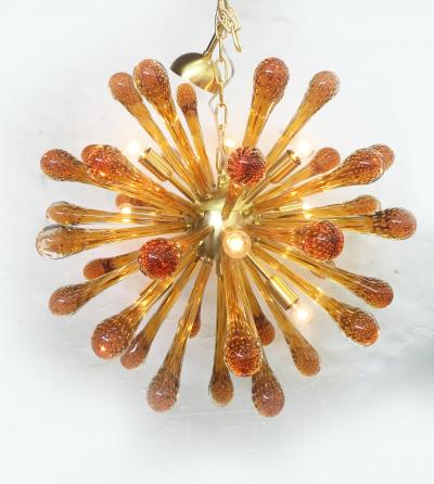  SimoEng Murano Glass Sputnik Chandelier With Amber Air Drops Gold Metal Frame
