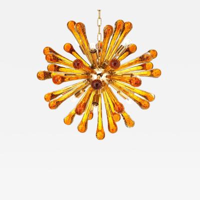  SimoEng Murano Glass Sputnik Chandelier With Amber Air Drops Gold Metal Frame