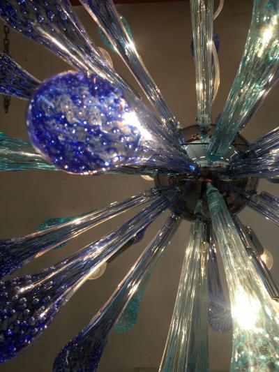  SimoEng Murano Glass Sputnik Chandelier With Blue Air Drops and Kromo Metal Frame