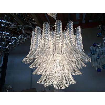  SimoEng Murano Glass Sputnik Chandelier With Clear Seghettata Italian Glass