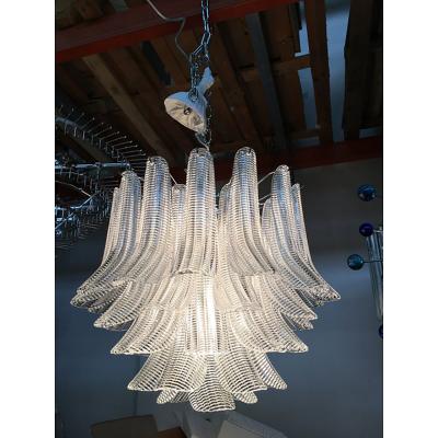  SimoEng Murano Glass Sputnik Chandelier With Clear Seghettata Italian Glass