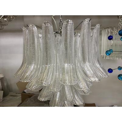  SimoEng Murano Glass Sputnik Chandelier With Clear Seghettata Italian Glass