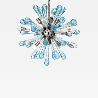  SimoEng Murano Glass Sputnik Chandelier With Light Blue and Transparent With Air Drops