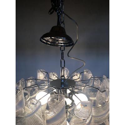  SimoEng Murano Glass Sputnik Chandelier With Swirling Italian Glass Clear and White