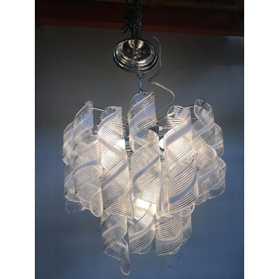  SimoEng Murano Glass Sputnik Chandelier With Swirling Italian Glass Clear and White