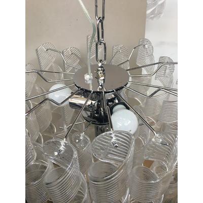  SimoEng Murano Glass Sputnik Chandelier With Swirling Italian Glass Clear and White