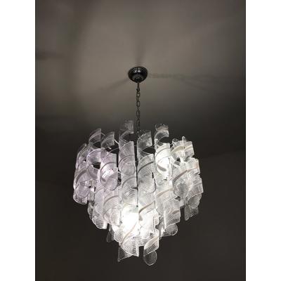  SimoEng Murano Glass Sputnik Chandelier With Swirling Italian Glass Clear and White