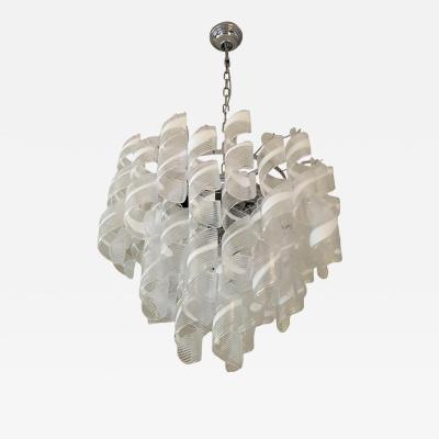  SimoEng Murano Glass Sputnik Chandelier With Swirling Italian Glass Clear and White