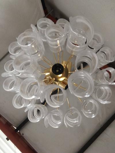  SimoEng Murano Glass Virgola Venini Style Multicolor Chandelier