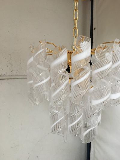  SimoEng Murano Glass Virgola Venini Style Multicolor Chandelier
