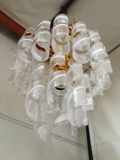  SimoEng Murano Glass Virgola Venini Style Multicolor Chandelier