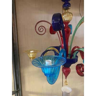  SimoEng Murano Multicolors Glass Chandelier Random Colors 5 Arms