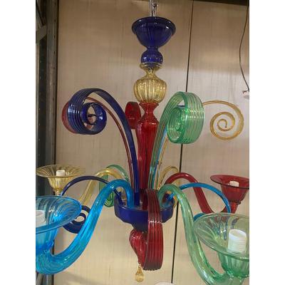  SimoEng Murano Multicolors Glass Chandelier Random Colors 5 Arms