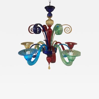  SimoEng Murano Multicolors Glass Chandelier Random Colors 5 Arms